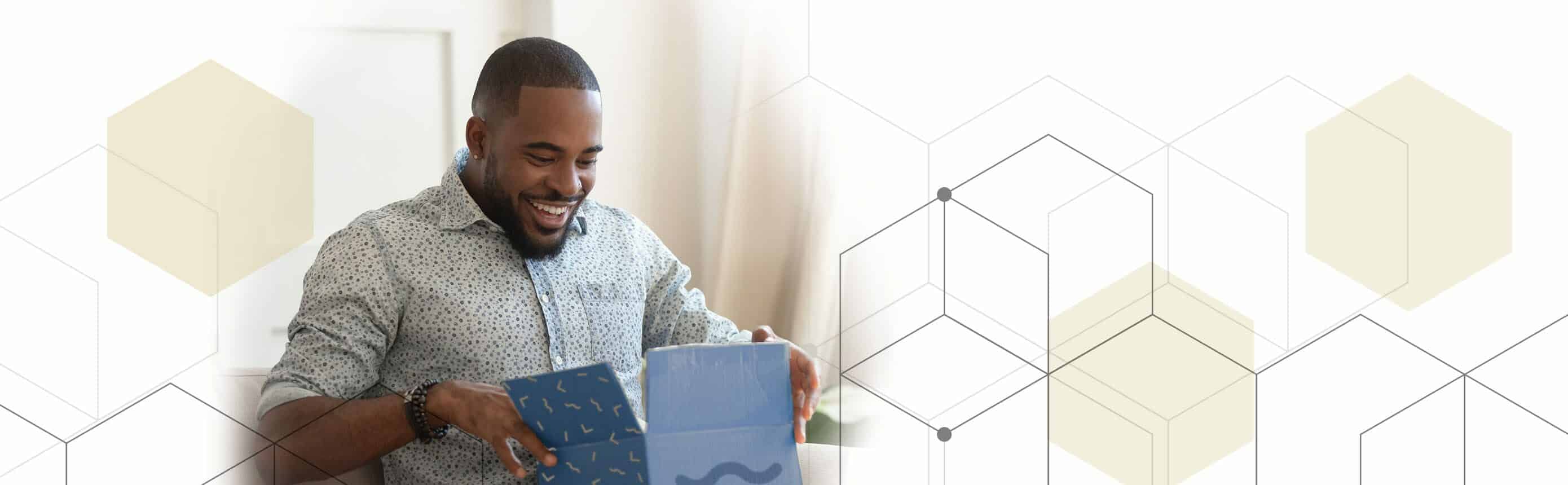man opening box